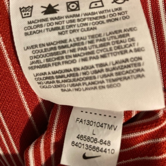 Nike Dry Fit Golf Shirt, Mens, Red/White, Large - Picture 6 of 7